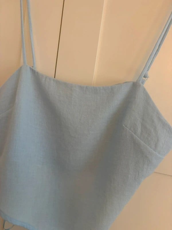 Bershka Light Blue Linen-Look Cami Top