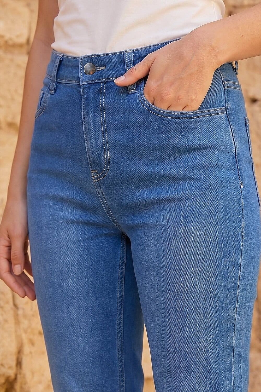 Dusk Dusk Women's Bootcut Jeans in Mid Blue - 4