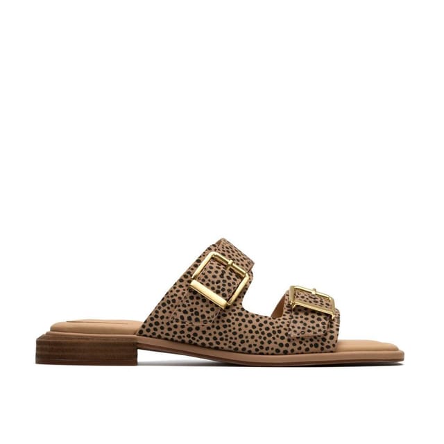 Clarks Clarks Women's Ariany Bay Animal Print Flat Sandals, Sliders in Brown - 3