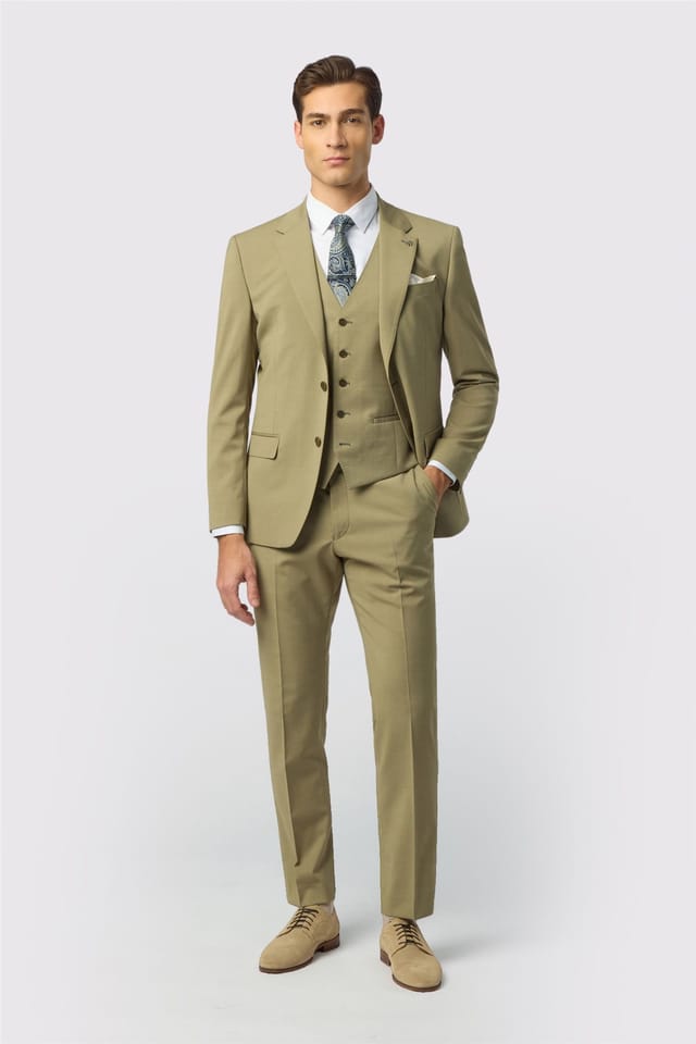 Ted Baker Ted Baker Men's Single Breasted Two Button Slim Fit Suit Jacket in Light Sand - 3