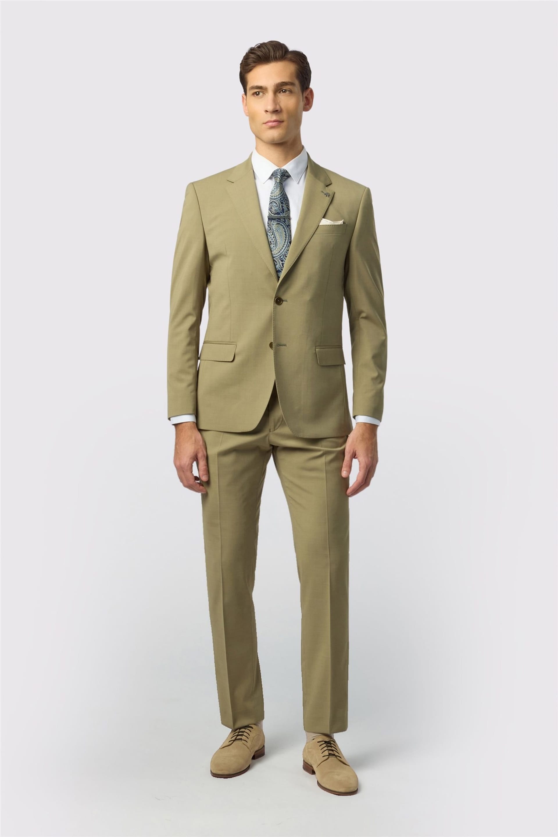 Ted Baker Ted Baker Men's Single Breasted Two Button Slim Fit Suit Jacket in Light Sand - 4
