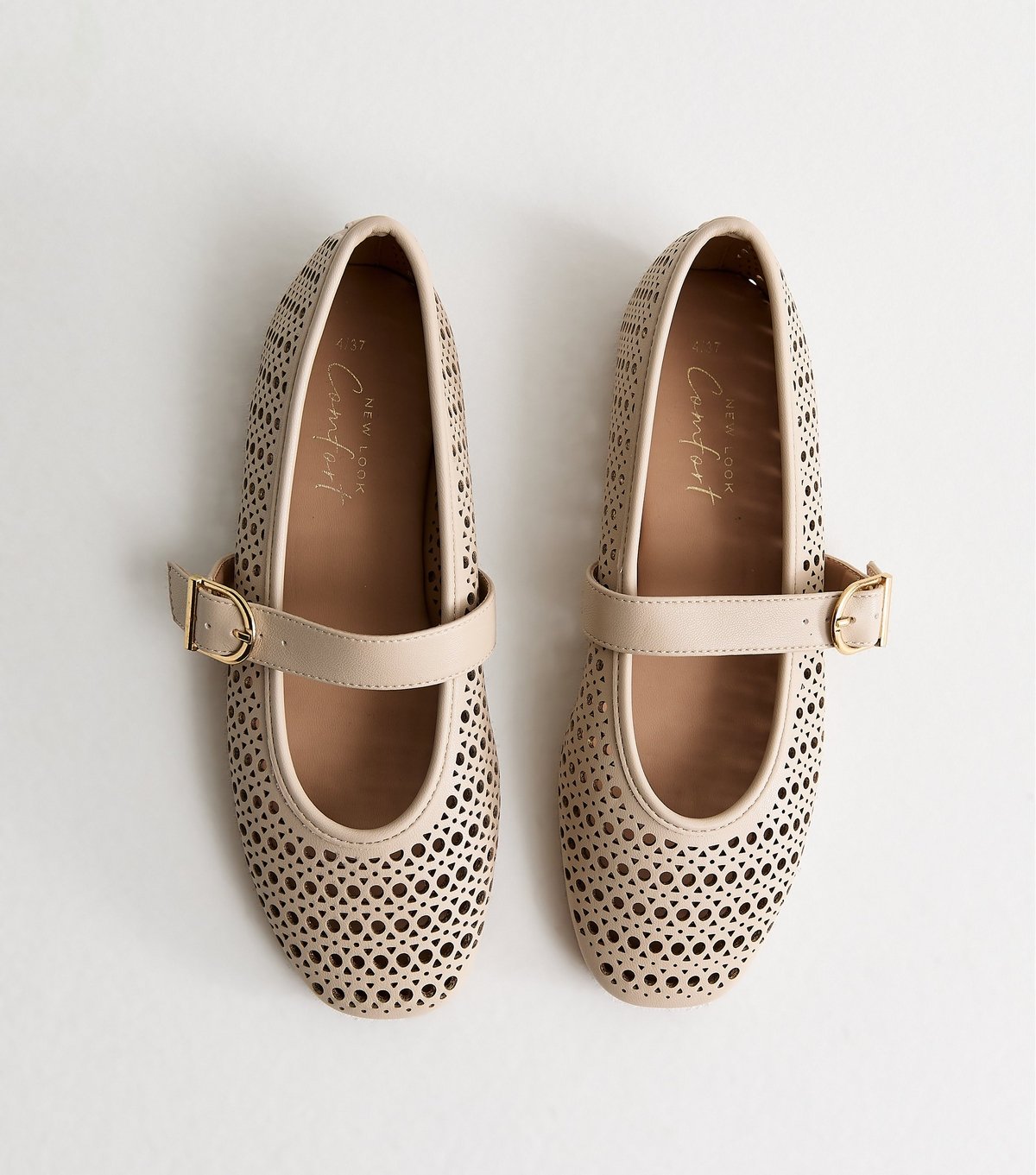 New Look Women's Off White Faux Leather Lazor Cut Mary Jane Shoes Vegan New Look - 2