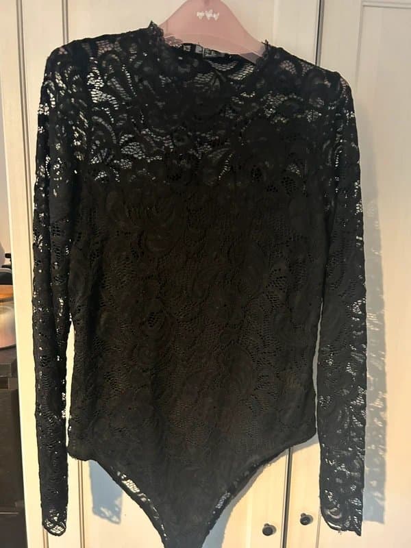 New Look Black Lace Bodysuit Size 12 Newlook