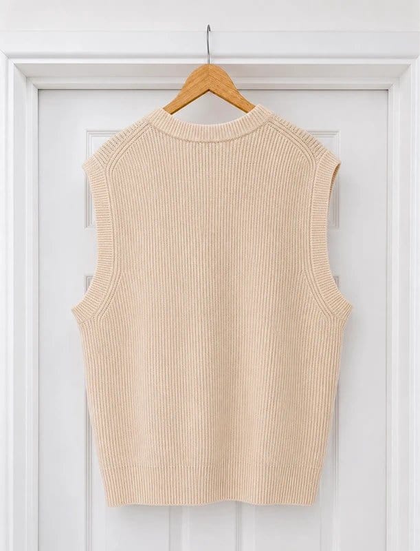 H&M Cream Oversized Wool Knitted Sweater Vest Top size L 16-18