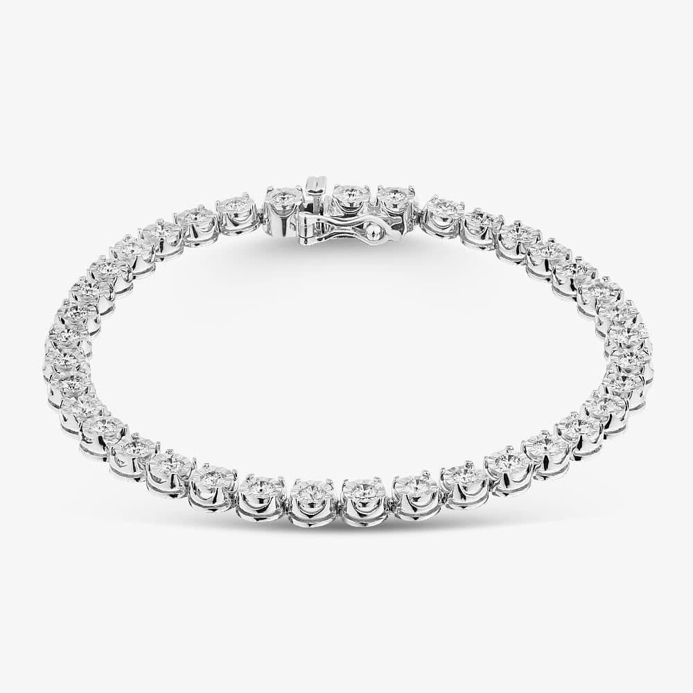T.H.Baker T.H.Baker Women's Silver 2.00ct Lab Grown Diamond Tennis Bracelet LGB18706-200CH (SIL)