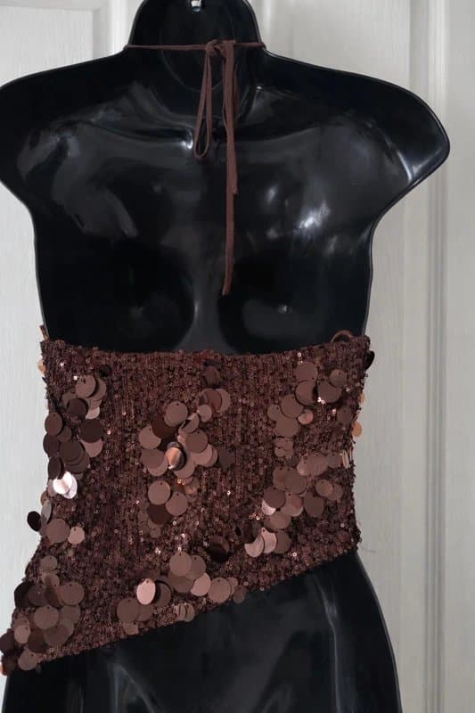 Bershka Bershka sequin top brown