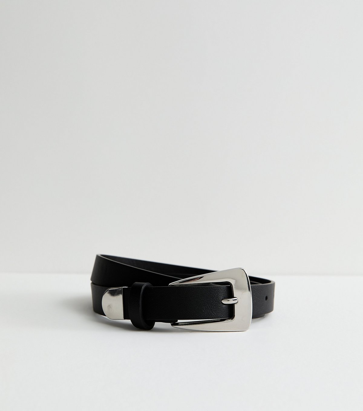 New Look Black Faux Leather Square Buckle Belt New Look - 2