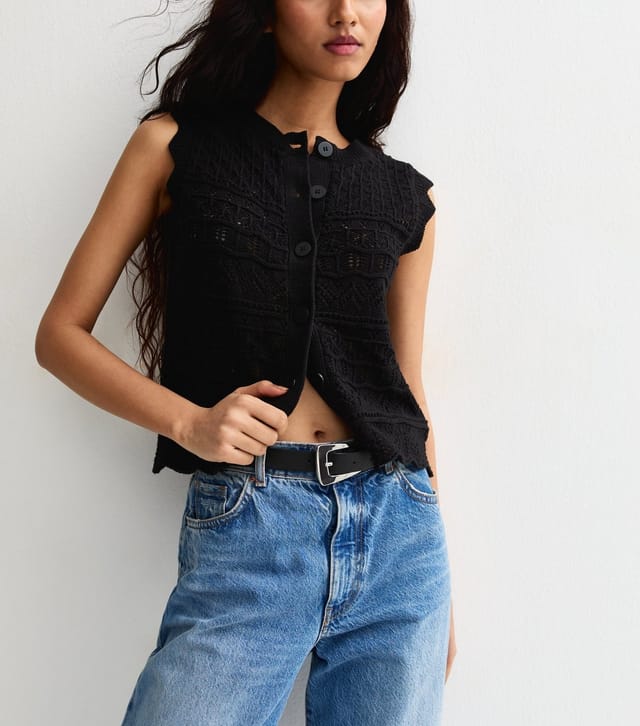 New Look Black Faux Leather Square Buckle Belt New Look - 2