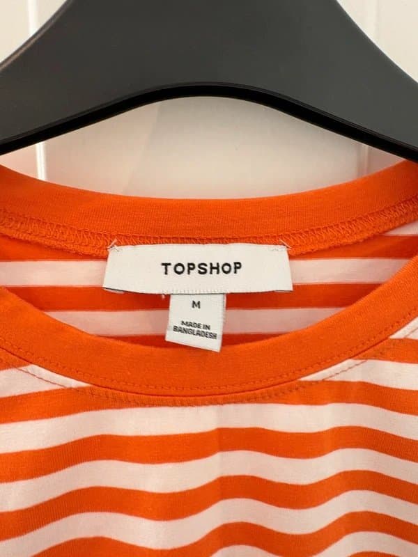 Topshop Topshop BN orange white stripe cotton sleeveless top crew neck tank top ruched side vest top