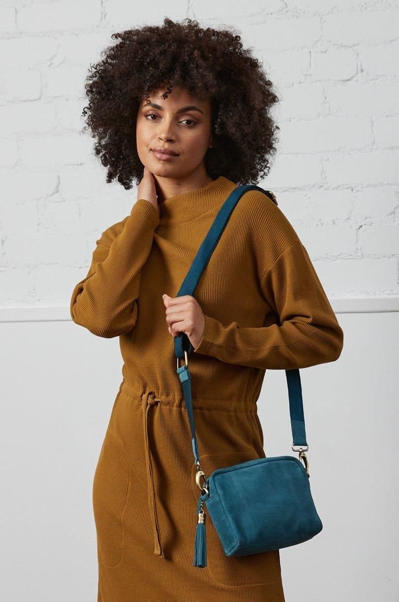 Nomads Clothing Nomads Clothing Blue Suede Crossbody Bag