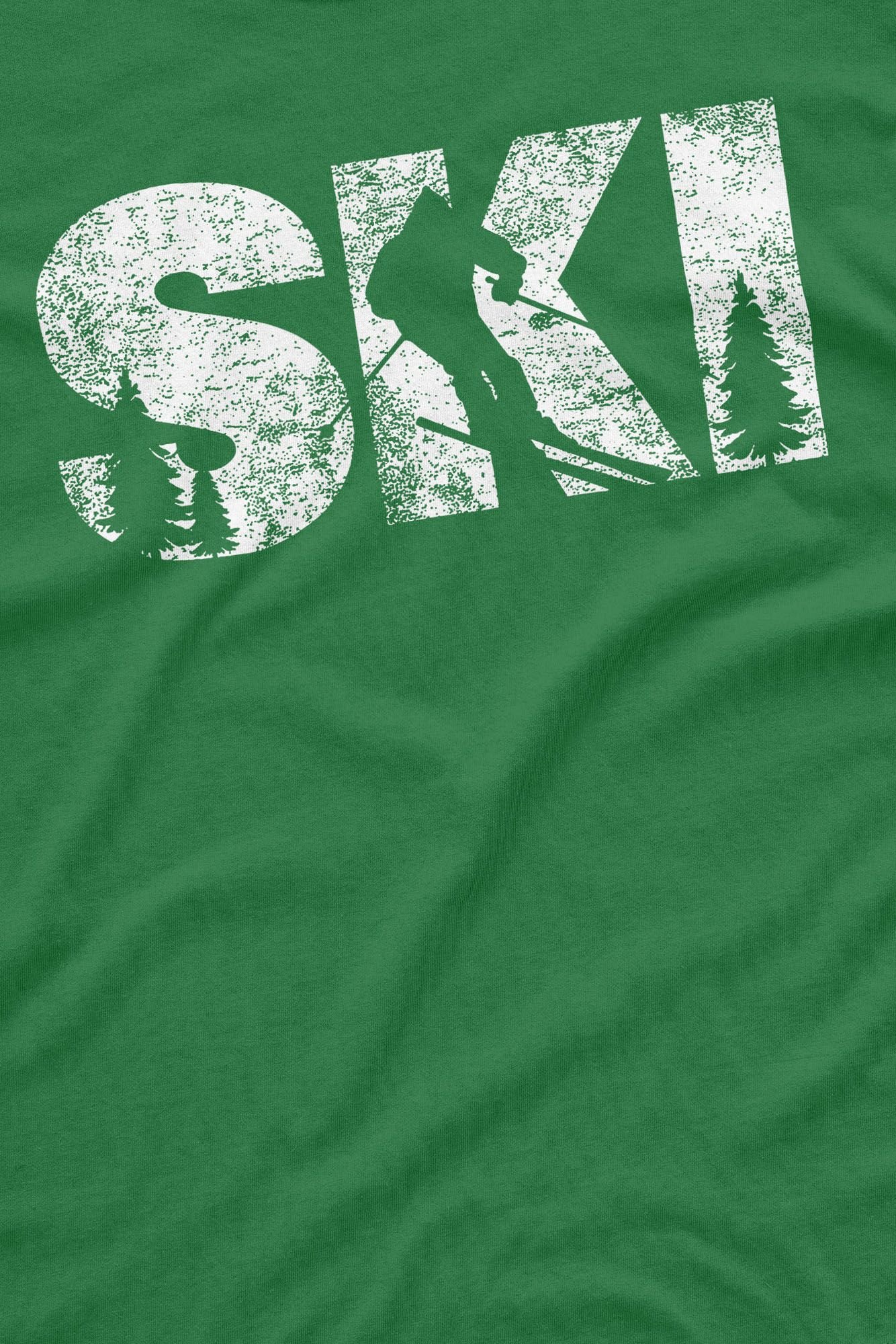 Bad Zebedee Bad Zebedee Men's Ski Slogan T-Shirt in Green - 2