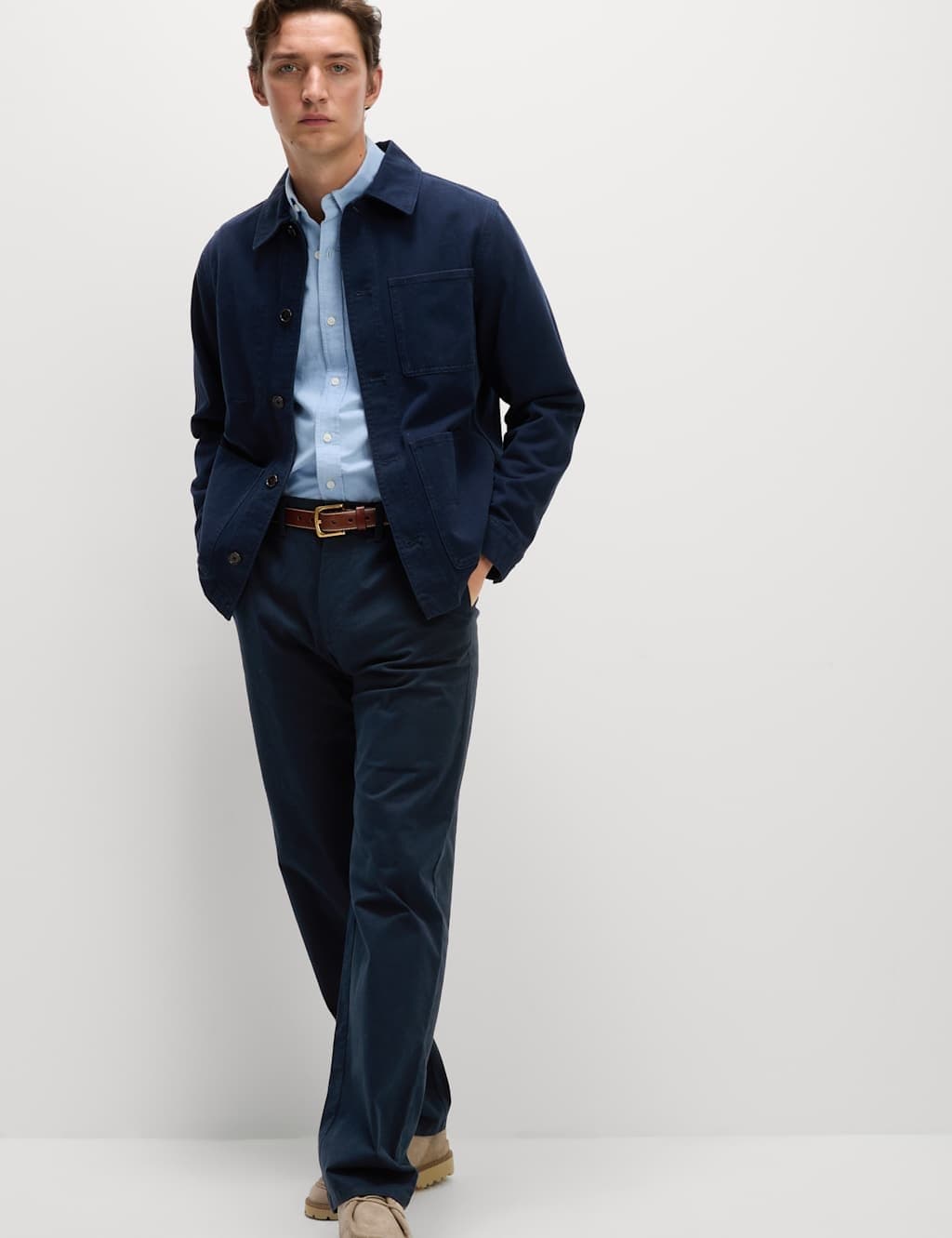 Marks & Spencer M&S Navy Loose Fit Stretch Chinos