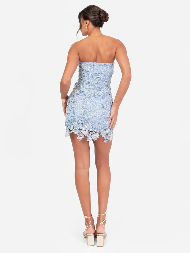 Maya Deluxe Maya Deluxe Women's Floral Bandeau Mini Dress in Blue - 3