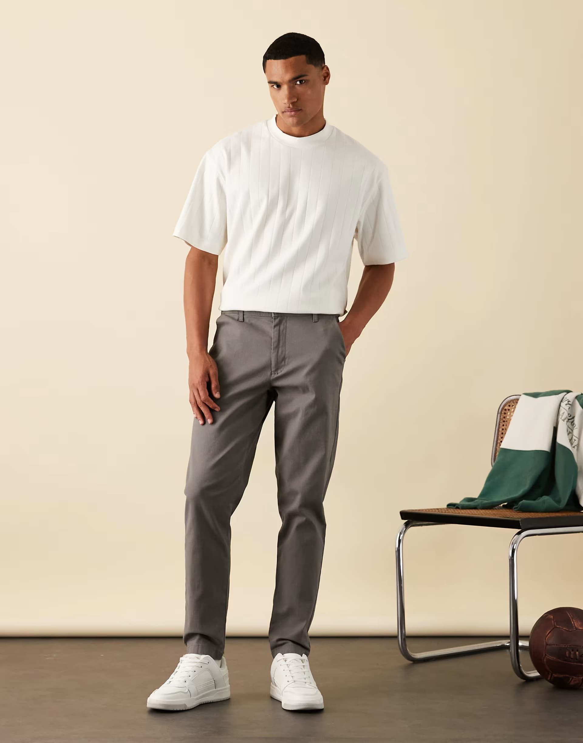ASOS ASOS DESIGN tapered chinos in grey