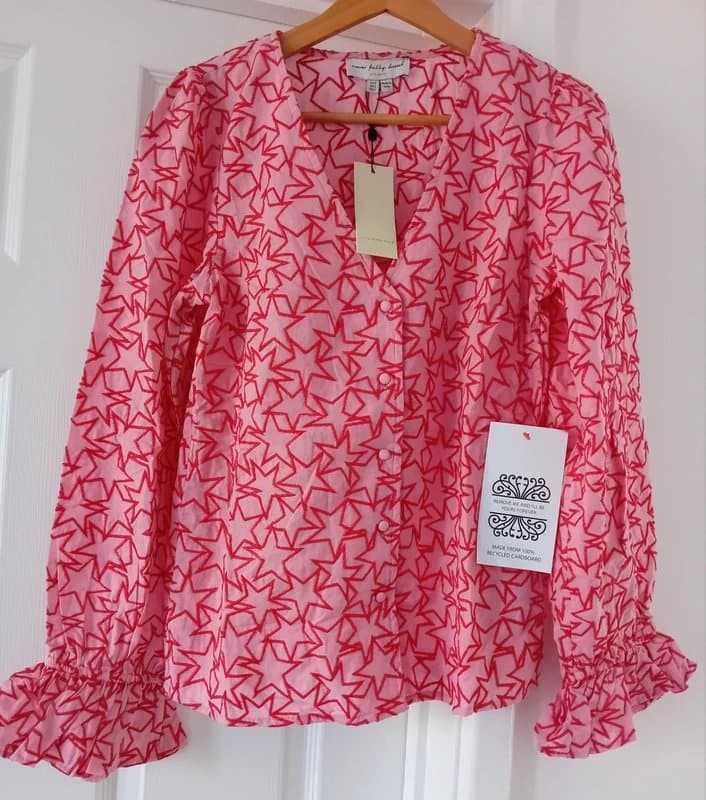 Never Fully Dressed Size S Never Fully Dressed Pink Star Embroidered Blouse