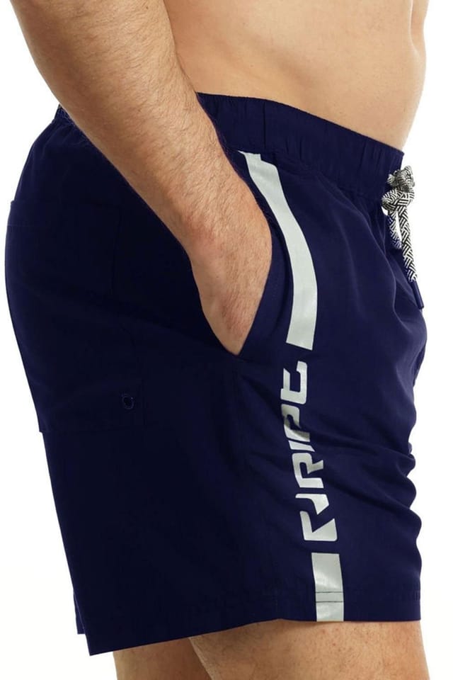 RIPT Essentials RIPT Essentials Men's Vertical Stripe Swim Shorts in Navy - 3