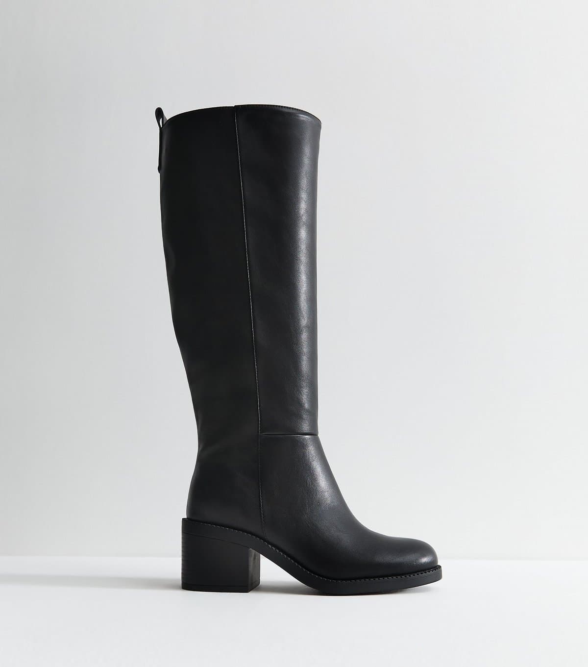 New Look Women's Black Panelled Faux Leather Knee High Boots New Look