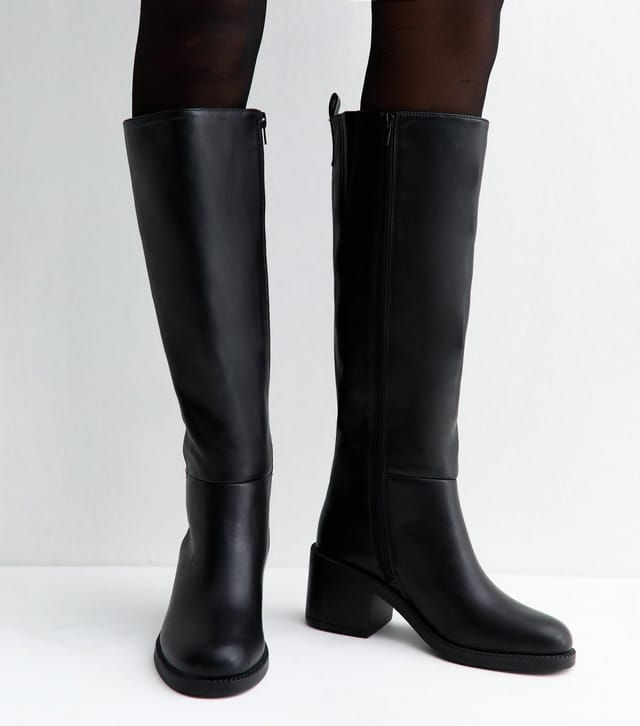 New Look Women's Black Panelled Faux Leather Knee High Boots New Look - 2