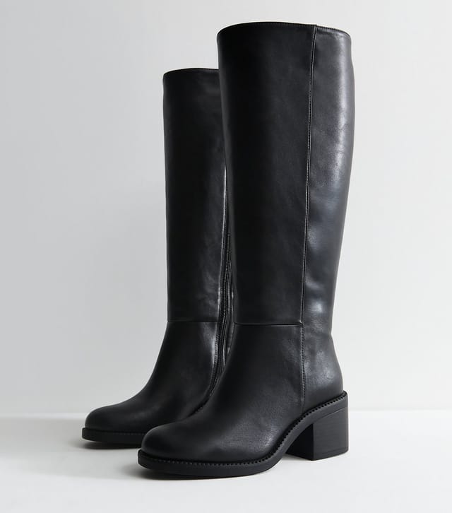 New Look Women's Black Panelled Faux Leather Knee High Boots New Look - 3