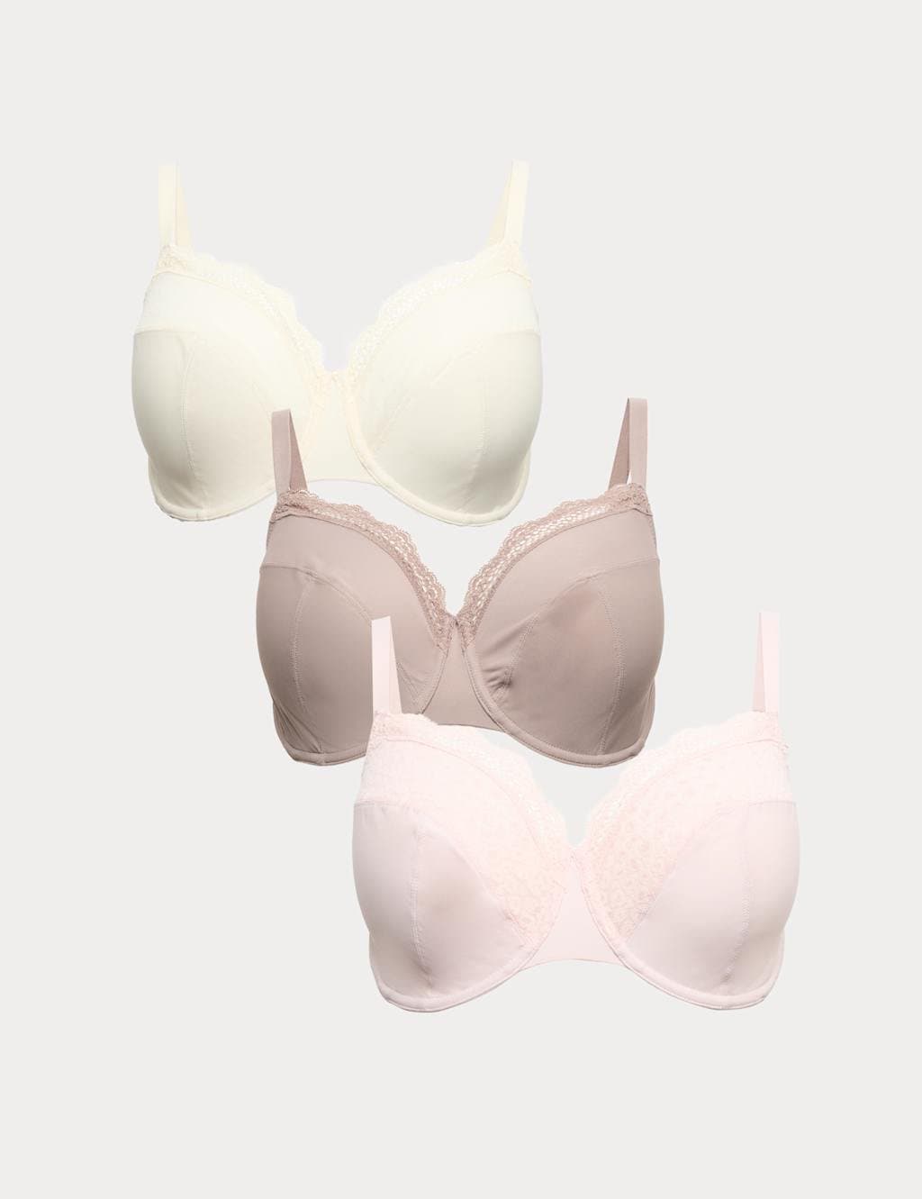 Marks & Spencer M&S 3pk Wired Full Cup Bras F-H Pink Mix