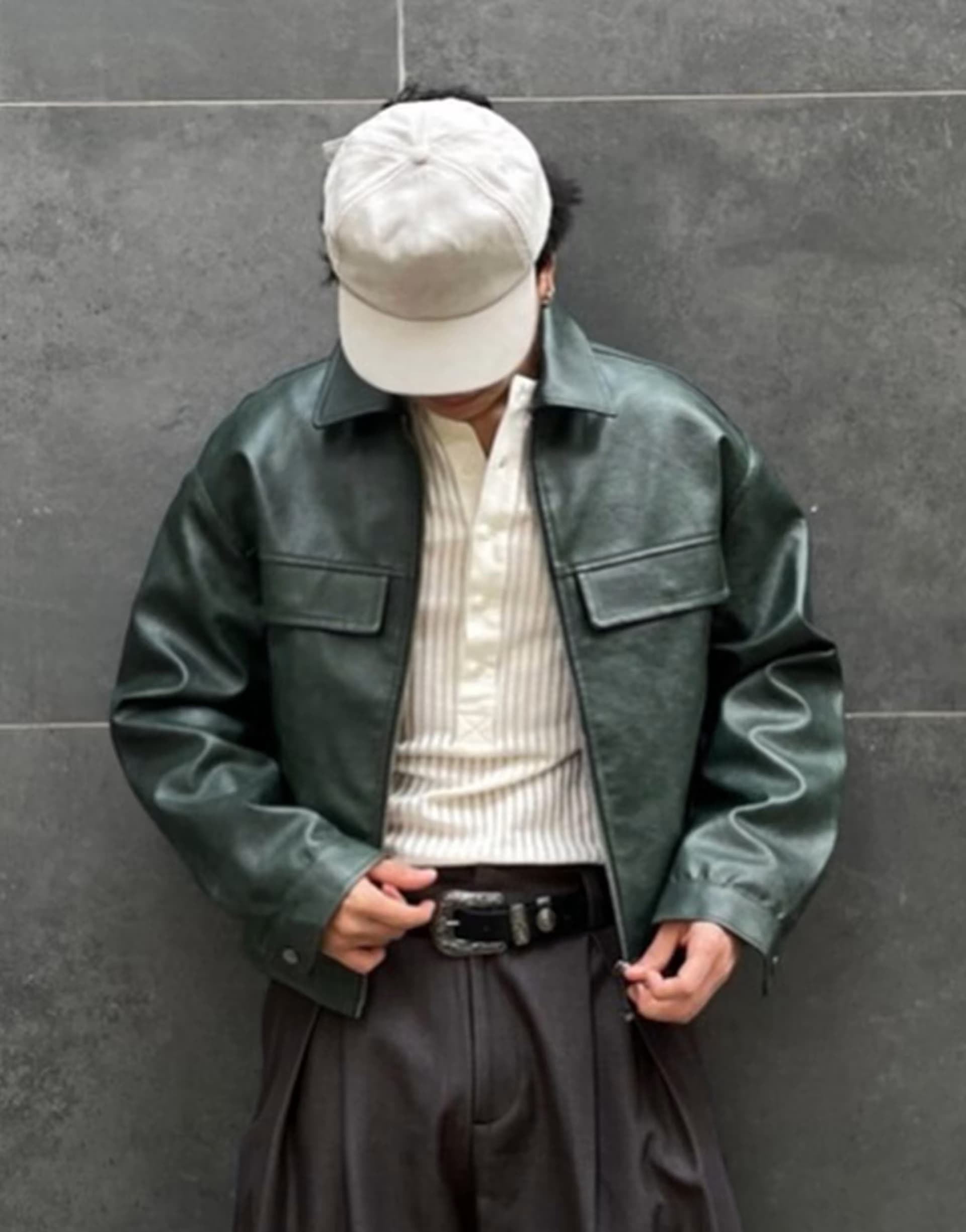 ASOS ASOS Boxy Faux Leather Jacket In Green