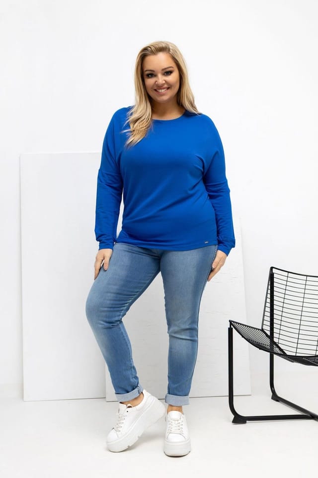 Love Lace Love Lace Women's Plus Size Micro Modal Round Neck Blouse Style 223926 in Blue - 2