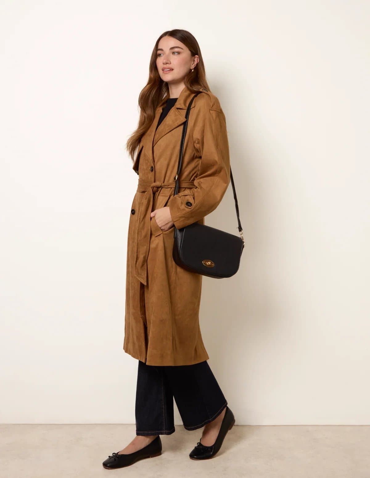 Blue Vanilla Suedette Trench Coat