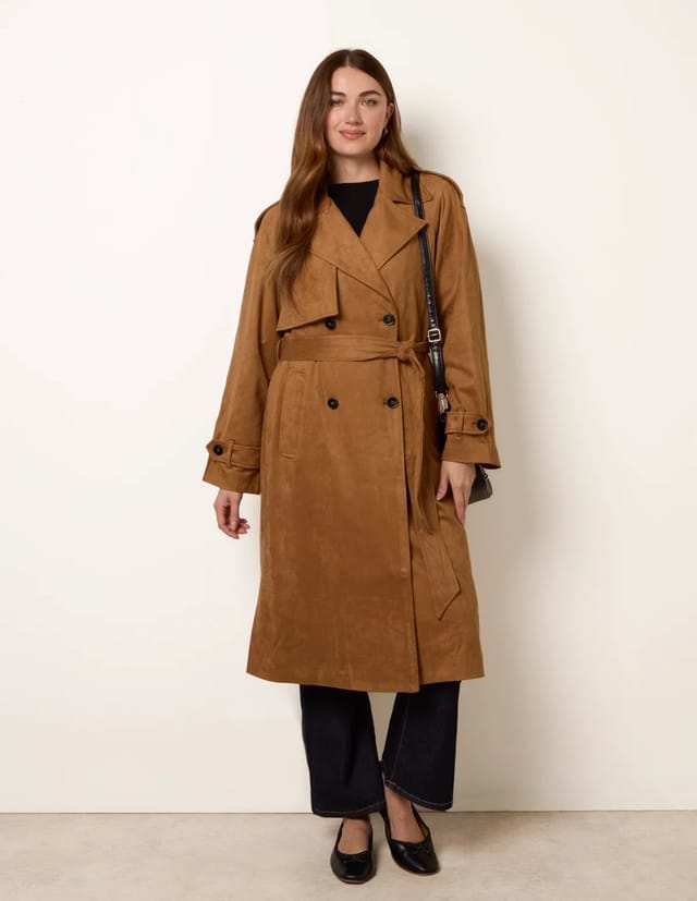 Blue Vanilla Suedette Trench Coat - 3