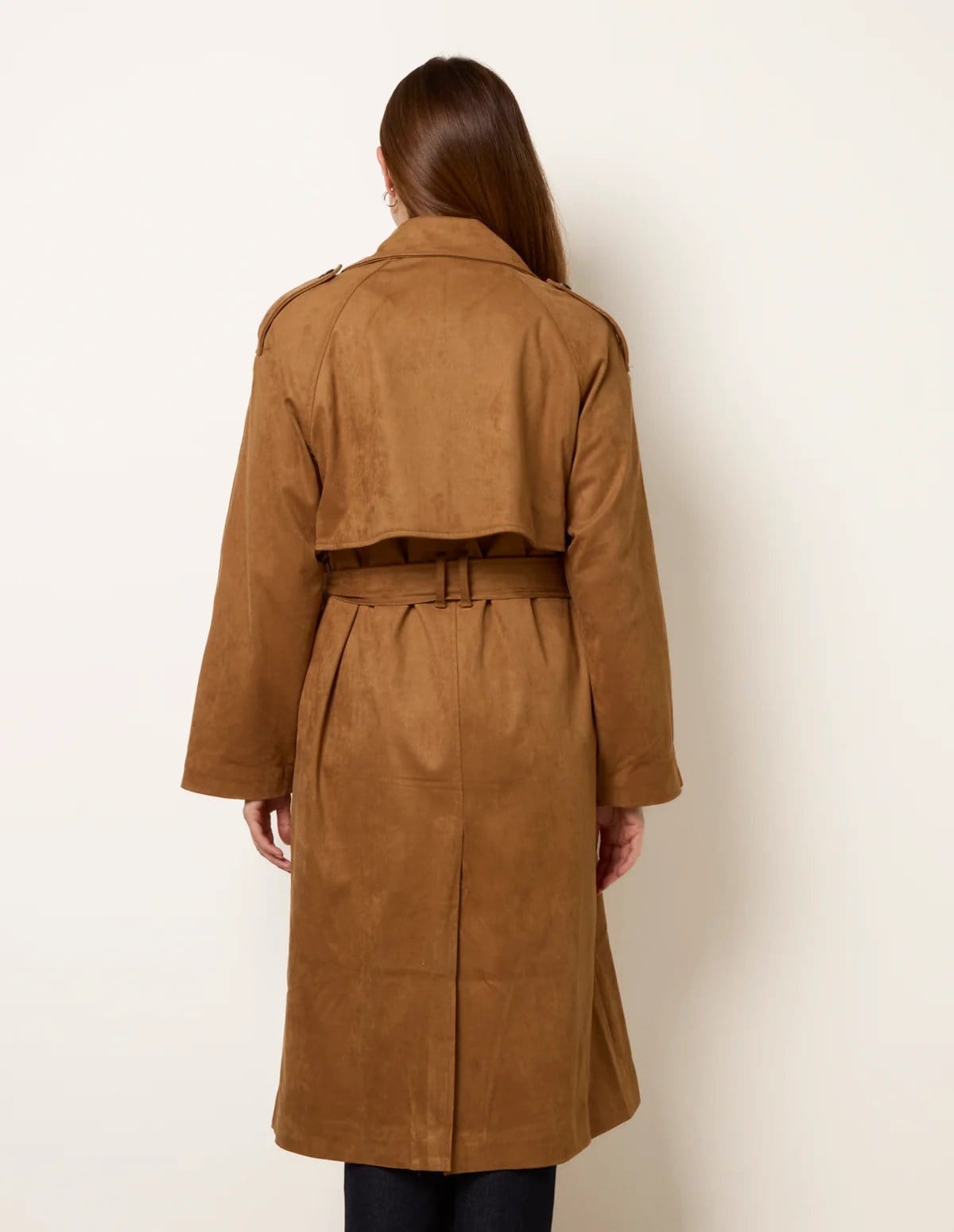 Blue Vanilla Suedette Trench Coat - 4