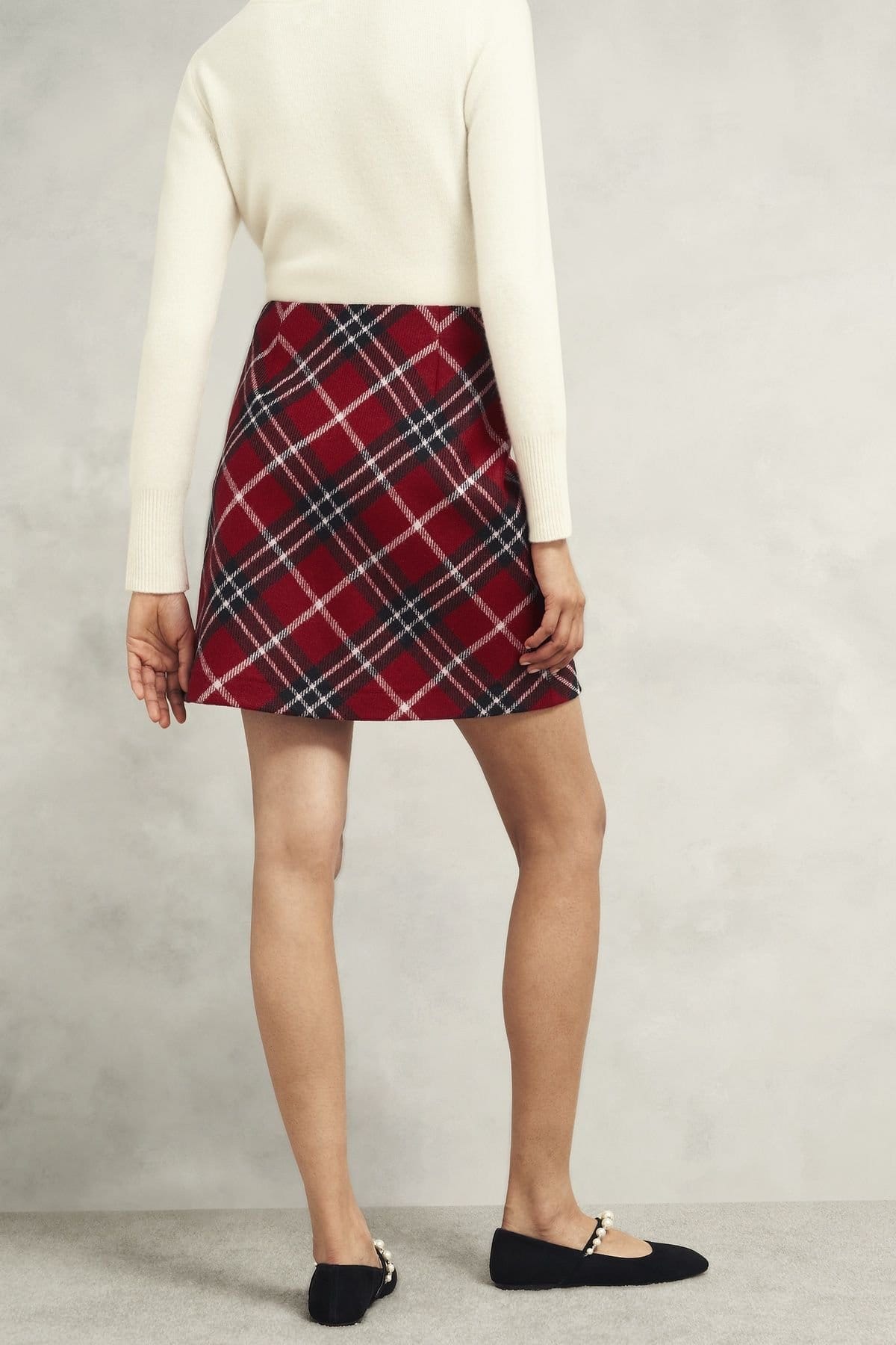 Hobbs London Hobbs London Women's Teia Wool Tartan Mini Skirt in Dark Red - 4