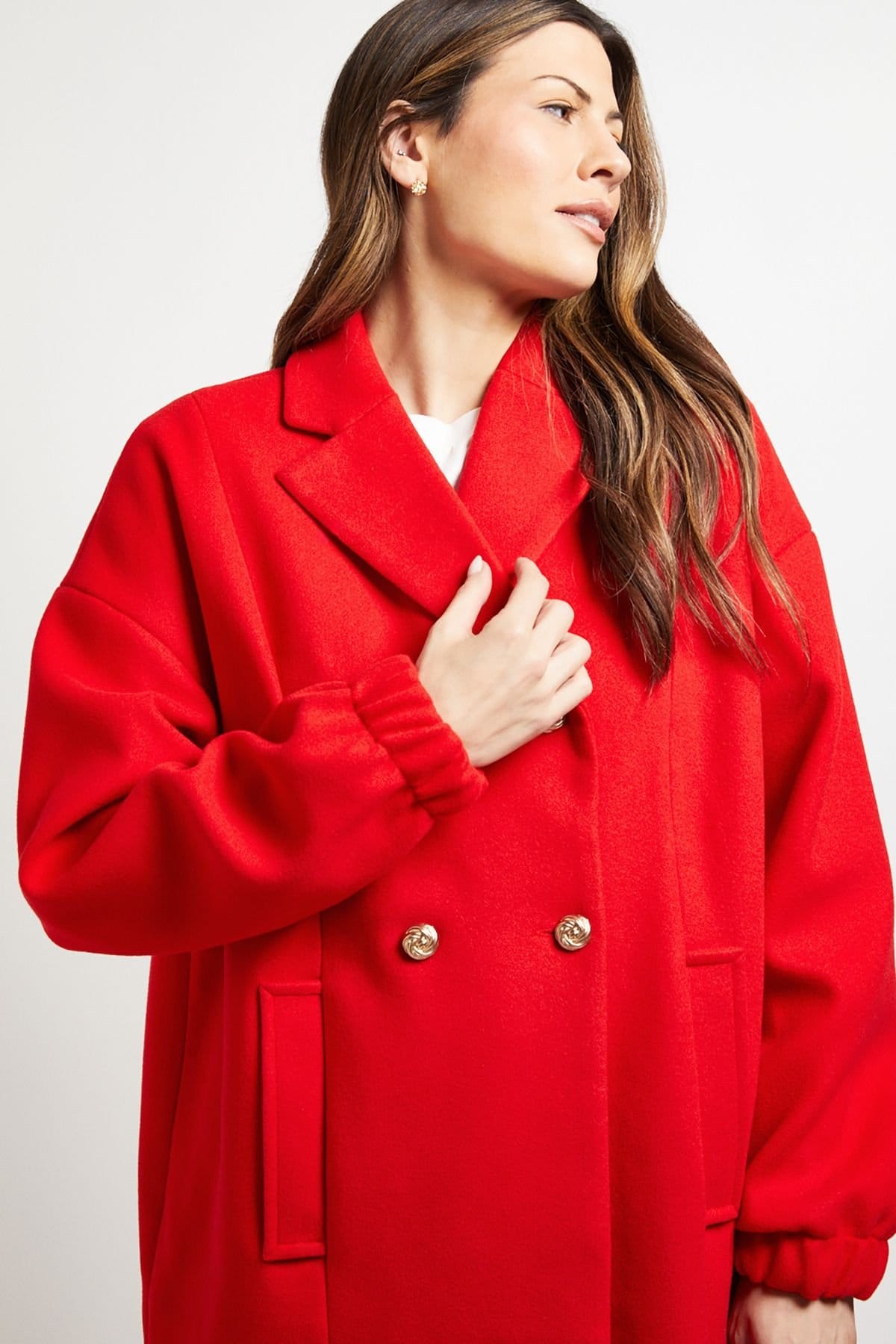 Wallis Wallis Women's Principles by Double Breasted Pocket Coat in Cherry - 4