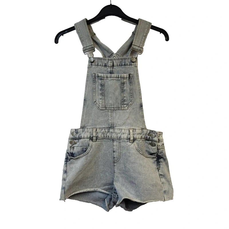 New Look New Look Light Blue Denim Dungaree Shorts UK Women's Size XS 6 W26