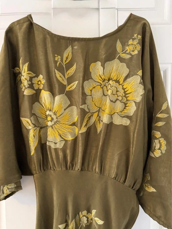 ASOS Khaki Embroidered Fishtail Dress