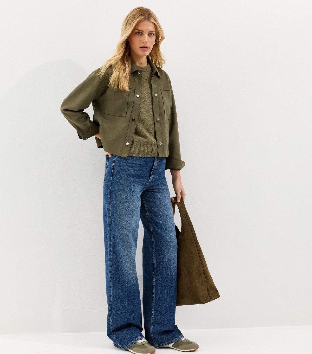 New Look Women's Light Khaki Faux Suede Boxy Shacket New Look - 3