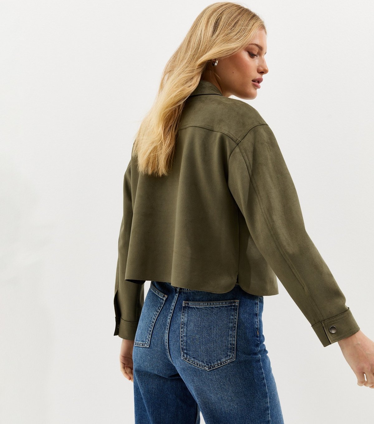 New Look Women's Light Khaki Faux Suede Boxy Shacket New Look - 4