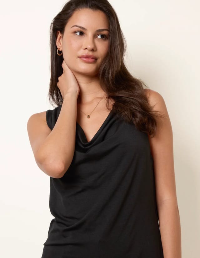 Blue Vanilla Sleeveless Cowl Neck Viscose Jersey Top - 3
