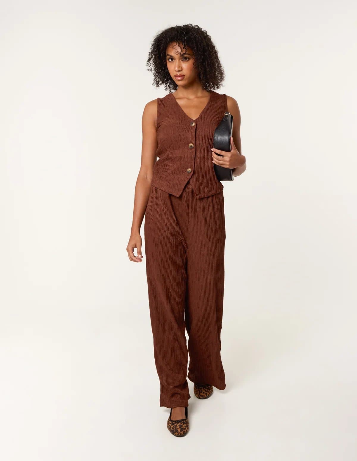 Blue Vanilla Blue Vanilla Chocolate Crinkle Elasticated Waist Wide Leg