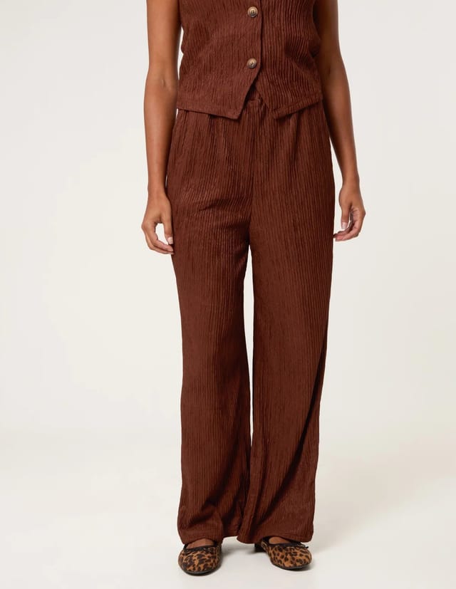 Blue Vanilla Crinkle Elasticated Waist Wide Leg Trousers - 2