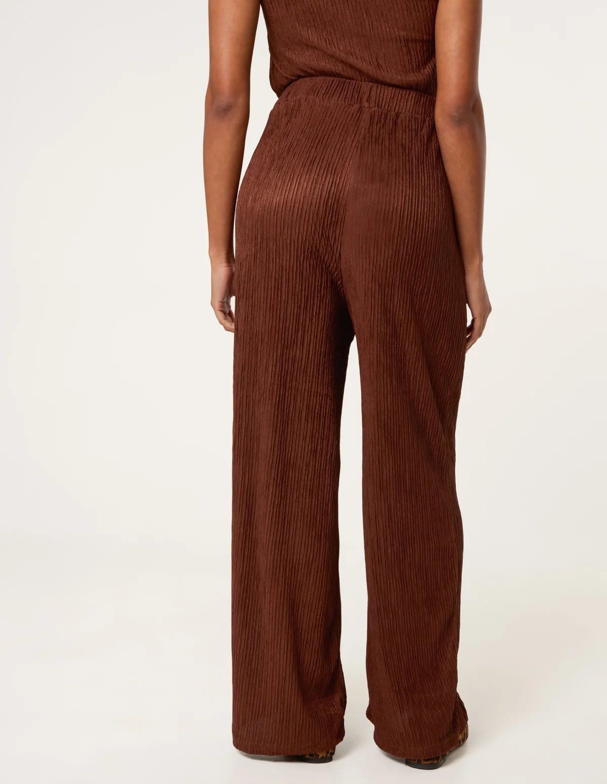 Blue Vanilla Crinkle Elasticated Waist Wide Leg Trousers - 4
