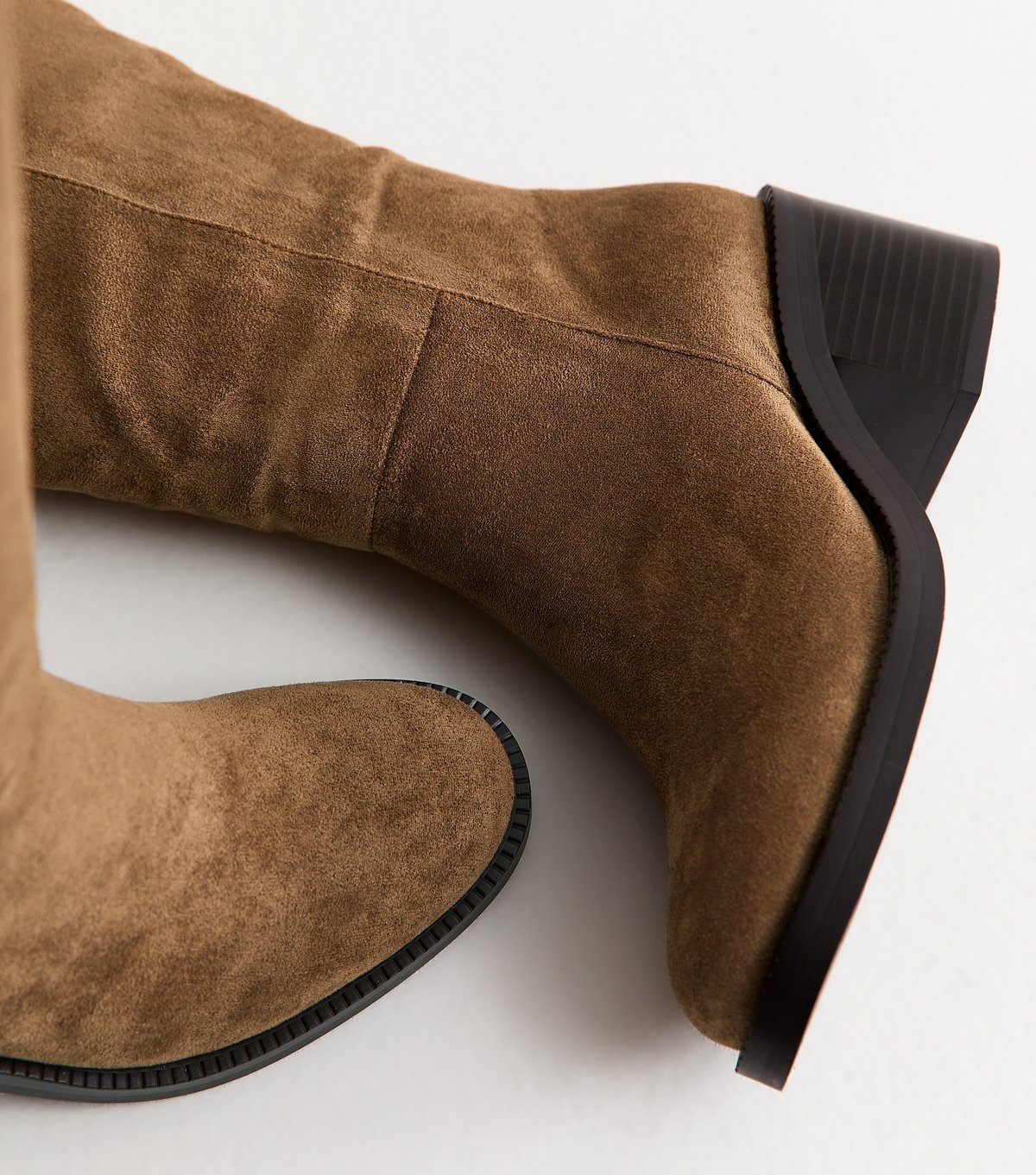 New Look Women's Light Brown Faux Suede Heeled Knee High Boots Vegan New Look - 3