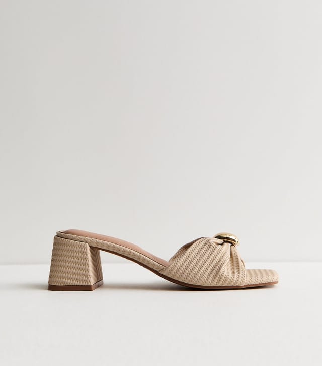 New Look Women's Off White Woven Metal Trim Mules Vegan New Look - 2