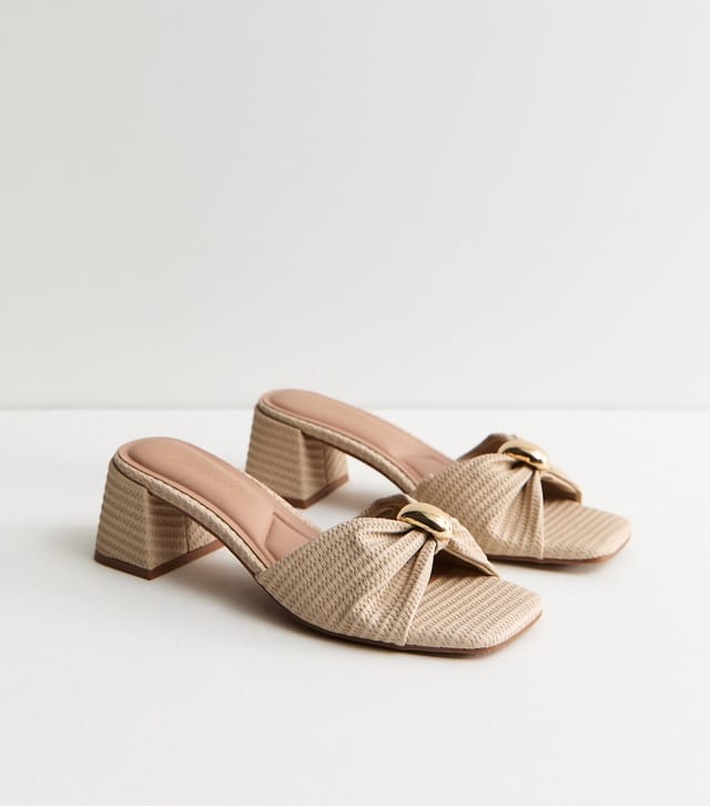 New Look Women's Off White Woven Metal Trim Mules Vegan New Look - 3