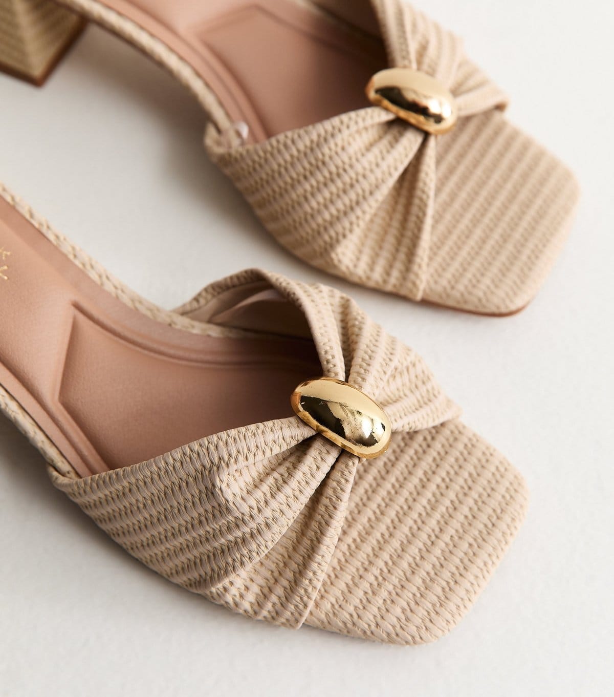 New Look Women's Off White Woven Metal Trim Mules Vegan New Look - 4