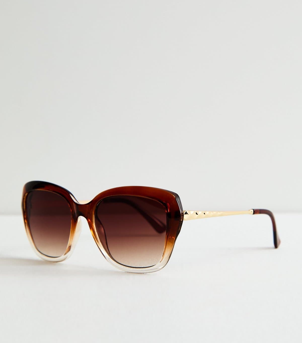 New Look Brown Gold Tone Ombre Round Sunglasses New Look