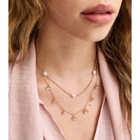 New Look Gold Tone Two Layer Multi Charm Necklace New Look - 1