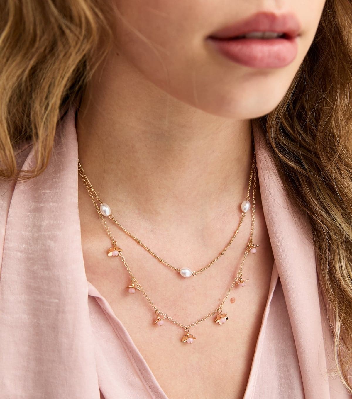 New Look Gold Tone Two Layer Multi Charm Necklace New Look