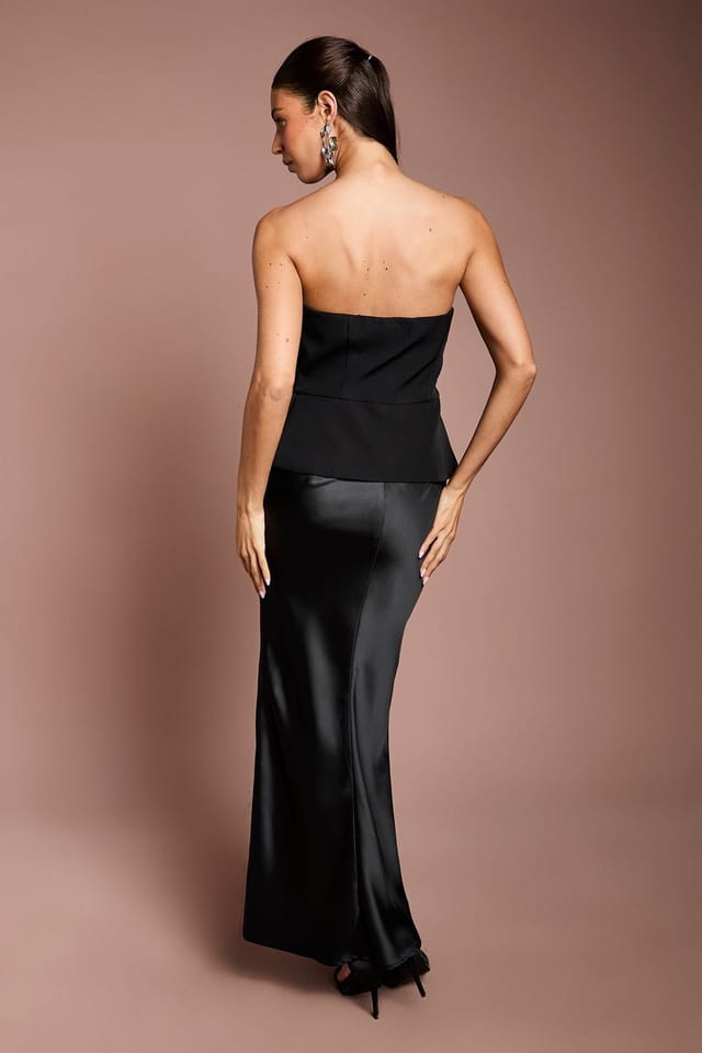 Coast Coast Women's Bandeau Crepe Satin Maxi Dress in Black - 3