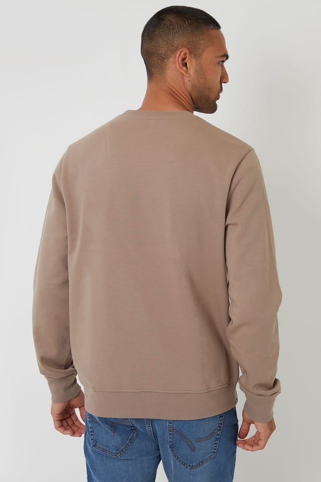 Threadbare Threadbare Men's Cotton Blend Crew Neck Sweatshirt in Taupe - 2