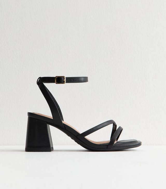 New Look Women's Wide Fit Black Double Strap Block Heel Sandals Vegan New Look - 2