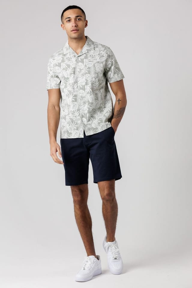 Tokyo Laundry Tokyo Laundry Men's Cotton Short Sleeve Button-Up Tropical Print Shirt in Green - 3